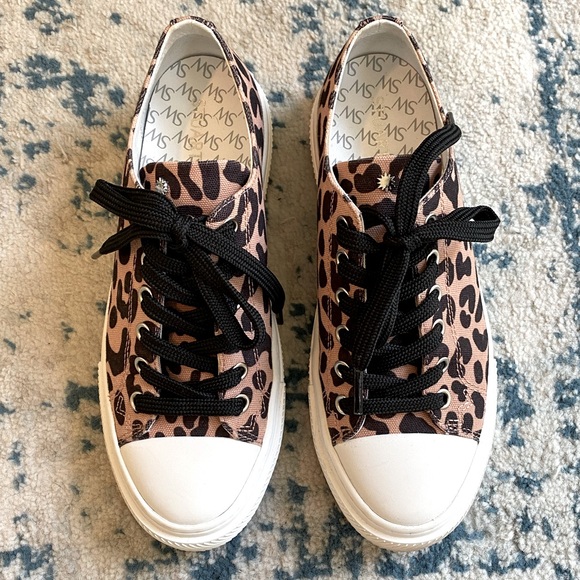 Stuart Weitzman Ollie Cheetah Canvas Low Top Sneaker - Picture 2 of 8